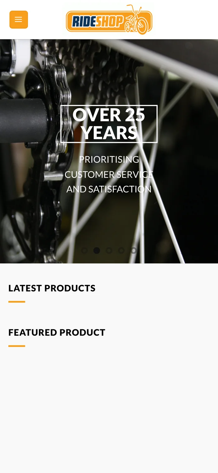 Screenshot of rideshop.com.au as it loads on a phone today